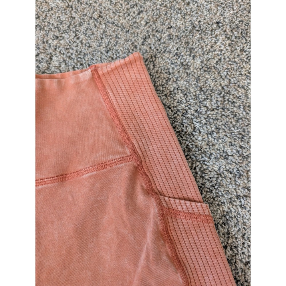 OFFLINE by Aerie OG Bike Shorts High Rise Ribbed Side Pockets Clay Orange S - Picture 2 of 5